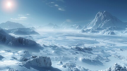 Serene snowy landscape from the planet Hoth with ice formations
