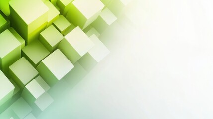 Naklejka premium Abstract green and white cubes create a dynamic, modern geometric pattern, AI