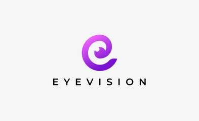 Logo Letter C and Eye Vision. Digital, visual with modern and minimalist concept. Editable file.