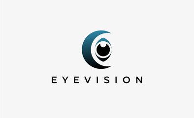 Logo Letter C and Eye Vision. Digital, visual with modern and minimalist concept. Editable file.