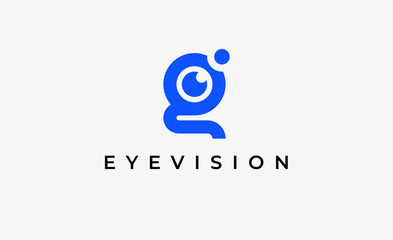 Logo Letter G and Eye Vision. Digital, visual with modern and minimalist concept. Editable file.