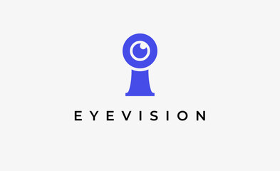 Logo Letter I and Eye Vision. Digital, visual with modern and minimalist concept. Editable file.