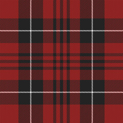 Christmas and new year tartan plaid. Scottish pattern in black, red and yellow cage. Scottish cage. Traditional Scottish checkered background. Seamless fabric texture. Vector illustration