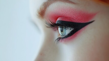 Fototapeta premium close up of eye with makeup header for cosmetic or makeup site or blog
