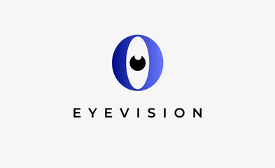 Logo Letter O and Eye Vision. Digital, visual with modern and minimalist concept. Editable file.