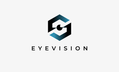 Logo Letter S and Eye Vision. Digital, visual with modern and minimalist concept. Editable file.