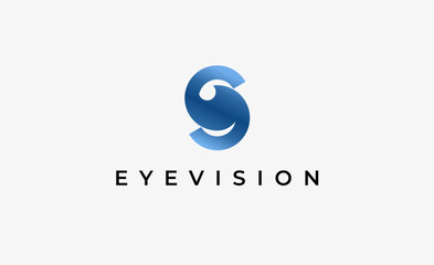 Logo Letter S and Eye Vision. Digital, visual with modern and minimalist concept. Editable file.