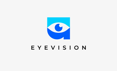 Logo Letter U and Eye Vision. Digital, visual with modern and minimalist concept. Editable file.