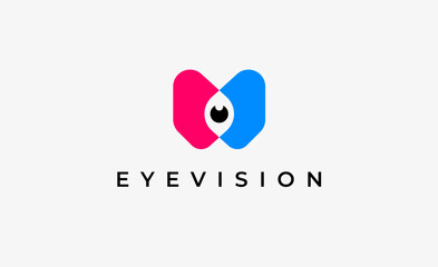 Logo Letter W and Eye Vision. Digital, visual with modern and minimalist concept. Editable file.