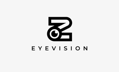 Logo Letter Z and Eye Vision. Digital, visual with modern and minimalist concept. Editable file.