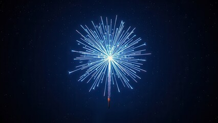 Isolated blue fireworks exploding against a dark sky with stars, fireworks, flame, blaze