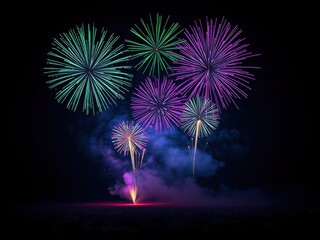 A stunning, colorful display of fireworks explodes in the night sky, creating a breathtaking spectacle, festive atmosphere, night sky, pyrotechnic show, spectacular event