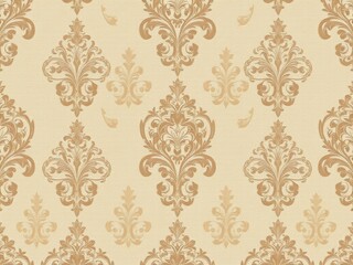 Classic damask design in neutral tones on a beige background, subtle texture, elegant decor, understated elegance, monochromatic color scheme