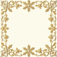 Obraz premium Ornate Christmas border featuring interlocking snowflakes with gold accents, festive borders, icy patterns, intricate details, wintery decorations