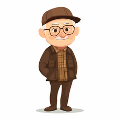 Happy Senior Grandfather enjoying retirement with grandchildren and shopping cart