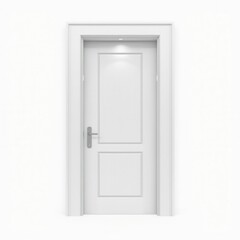Naklejka premium White wooden modern interior door with a soft-close hinge system and subtle LED lighting isolated on a white background, LED lighting, interior design elements., soft-close hinges, clean lines