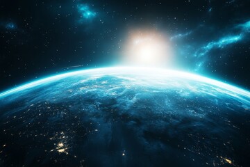 Futuristic world map with planet earth in a blue background  a glimpse into global connectivity