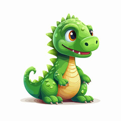 Fototapeta premium Majestic Green Dinosaur with Spikes Tail Illustration