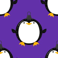 Christmas animals seamless penguin pattern for wrapping paper and fabrics