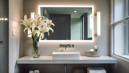 A modern bathroom with a clean, minimalist design
