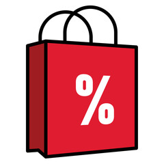 Shopping bag icon with discount symbol, Vector