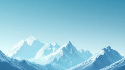 Mountain landscape with snow-covered peaks and a clear blue sky, bright daylight, serene and vast scenery, natural beauty