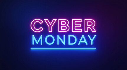 Obraz premium Cyber Monday Banner Neon Design, Generative Ai