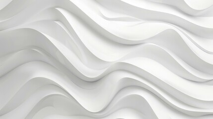 Obraz premium Abstract white wavy background with smooth curves creating a sense of depth and fluidity. Ideal for modern design and minimalistic themes.
