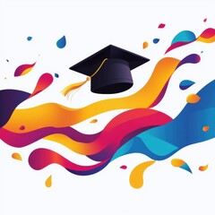 Festive Graduation Cap in Vibrant Abstract Design