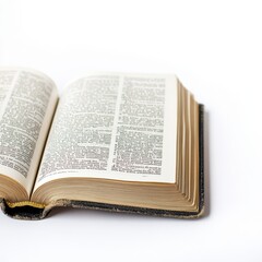 Obraz premium Open Dictionary with Bright Highlighted Text on White Background