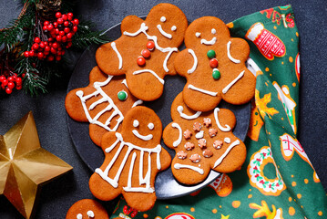 GINGERBREAD  on a Christmas rustic background