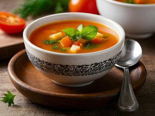 Healthy soup in the bowl