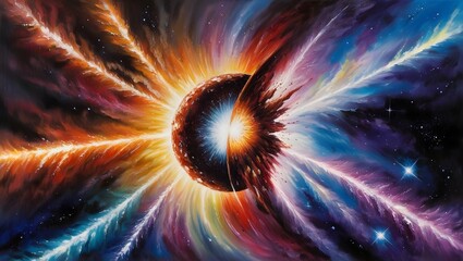 cosmic event of colliding stars in vivid colors for use in promotional materials