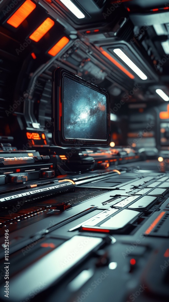 Poster futuristic control panel with a nebula display. ai.
