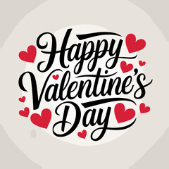 Happy Valentine's Day Handwritten Typography with Hearts