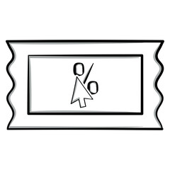 Coupon icon with percentage and click arrow, Vector