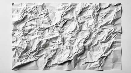 This image showcases a crumpled white paper texture, displaying intricate folds and shadows, creating a visually engaging abstract composition.