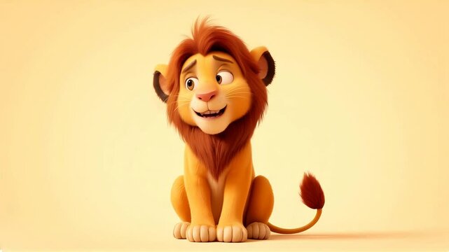 Cute cartoon lion sitting with a friendly smile, perfect for kids’ themes, fun projects, or animations.