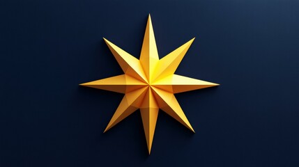 Golden star on a dark background. AI.