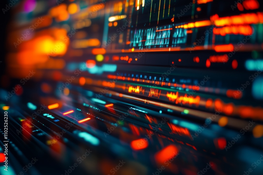 Aufkleber abstract digital background with vibrant lines and colorful patterns representing technology, data, 