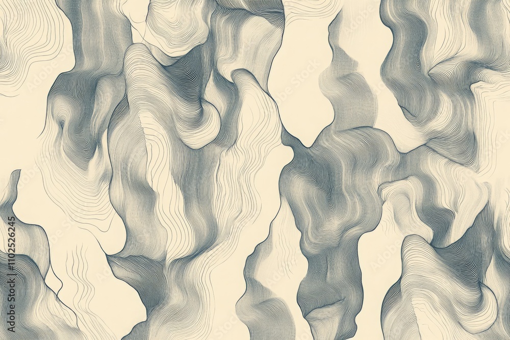 Poster abstract fluid lines and waves pattern in soft tones for digital artwork, wallpaper, or textiles cre