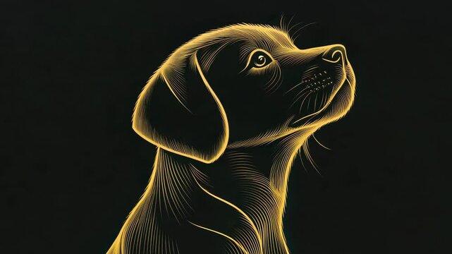 Animal silhouette of a dog puppy in one , in the modern style 4K Video