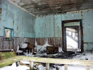 Abandoned Room with Snow and Peeling Paint, Deception Island - Whalers Bay