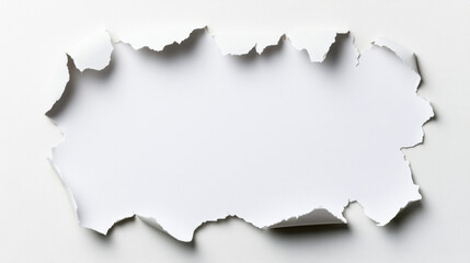 Naklejka premium single torn piece of white paper with jagged edges, creating intriguing frame. contrast against smooth background adds depth and interest to composition