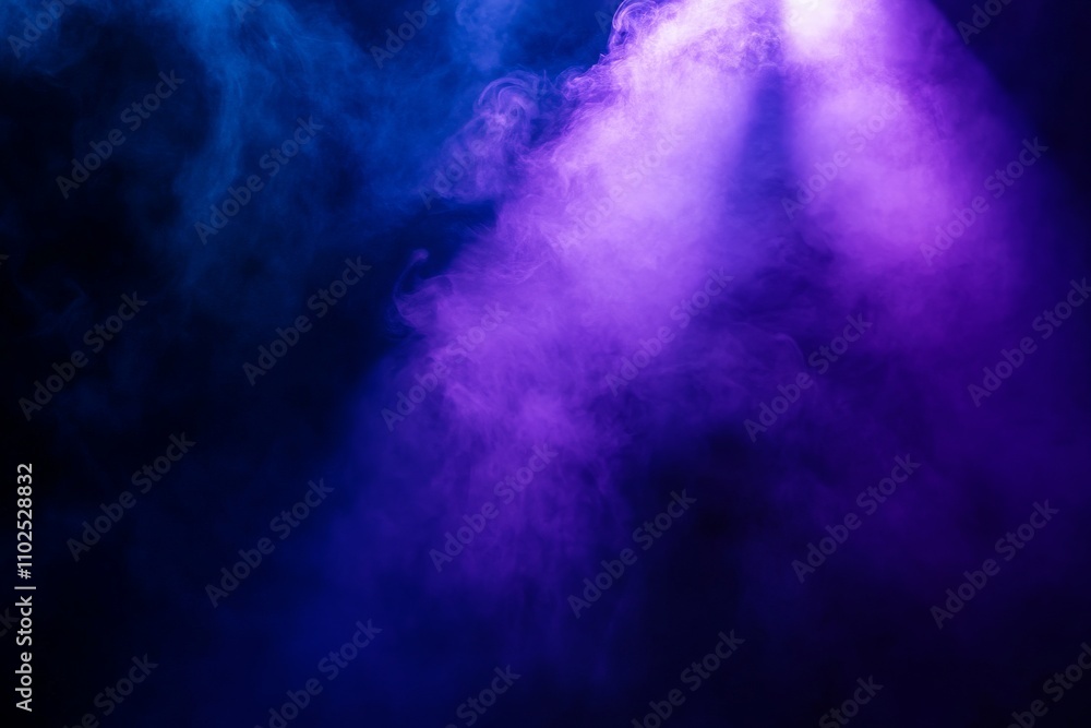 Poster ethereal swirls of purple and blue mist creating a dreamlike atmosphere with soft light beams illumi