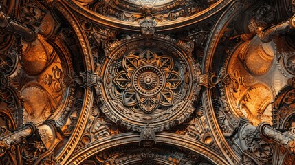 Intricate Architectural Ceiling Design with Ornate Patterns