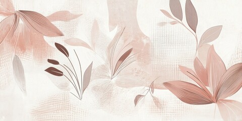 Modern geometric floral overlay with botanical line art in soft neutral tones for sophisticated design, background with  copy space