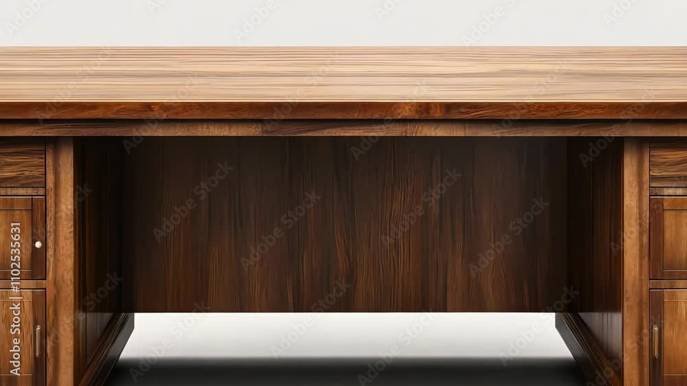 Poster desk front view full length isolate on transparency background 4k video