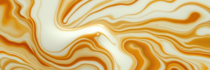 Close-up of milk mixing with coffee in a swirling motion, creating a beautiful marble effect, refreshing, close-up, latte