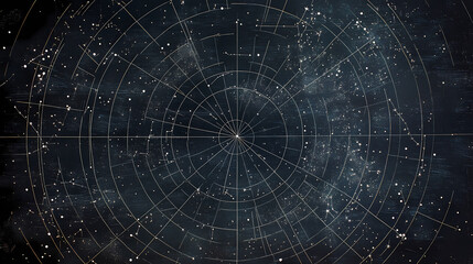 Obraz premium Hand-drawn celestial maps with stars and constellation lines on a dark, textured surface, seamless pattern. Celestial. Illustration